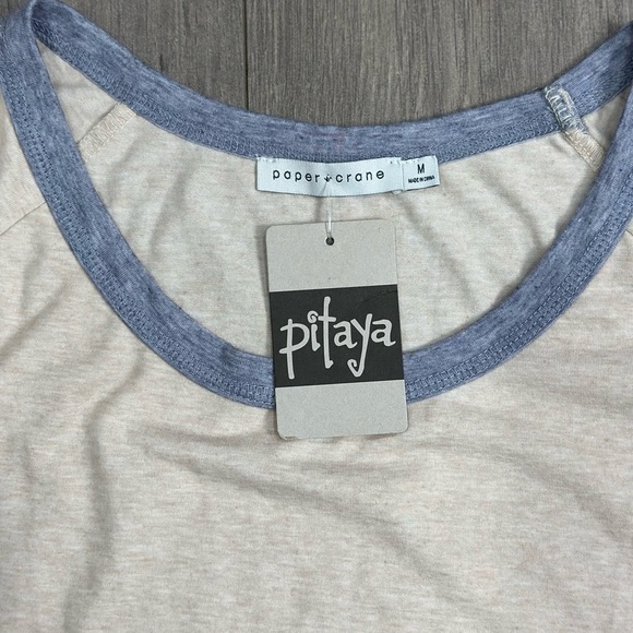 Women's Pitaya Medium 8 - 10 Crewneck Shirt Tan Gray Baseball Tee Raglan Stretch - Picture 5 of 8